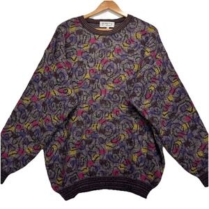 VTG Mondo di Marco Coogi Style 3D Sweater Multicolor Mens‎ XL Abstract Swirl